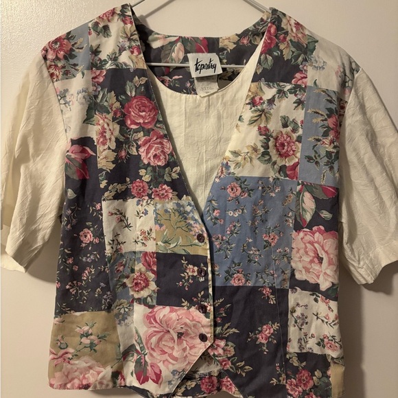 Tapestry Tops - Cottagecore Vintage Soft Girl Tapestry Floral Patchwork Set 2 Piece